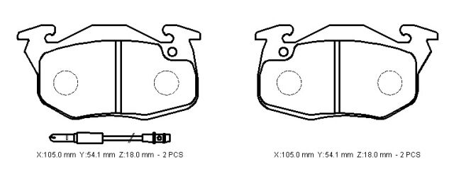 CITROEN SAXO- 00/03; ÖN FREN BALATASI (2 KABLOLU) (DISK)(105X54,1X18) (BRAMAX)
