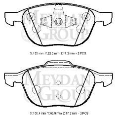 MAZDA 3- SD- 07/09; ÖN FREN BALATASI (DISK) (155X62,2X17,2/156,4X66,9X17,2) (DAIWA)