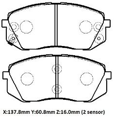 KIA SPORTAGE- 09/10; ÖN FREN BALATASI (DISK) (137.8X60.8X16)(DAIWA)