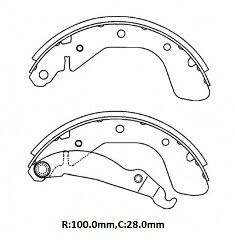 OPEL CORSA- C- 00/03; ARKA FREN PABUCU 1,0/1,2/1,3/1,4/1,7cc (100X28) (BRAMAX)