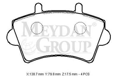 OPEL MOVANO- 99/03; ÖN FREN BALATASI 1,9/2,2/2,5/2,8 (DISK)(138,7X79,8X17,5) (BRAMAX)