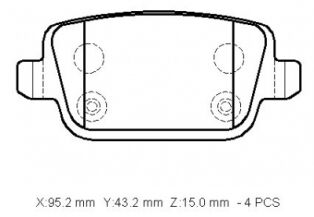 FORD MONDEO- 07/11; ARKA FREN BALATASI 1.6/1.8/2.0/2,3/2.5cc (DISK)(95,2x43,2x15)(BRAMAX)
