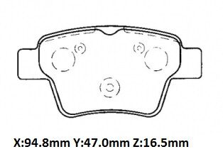 CITROEN C4- 11/14; ARKA FREN BALATASI (KABLOSUZ)(DISK) (94.5x46.77x16.9)(BRAMAX)