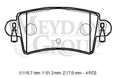 OPEL MOVANO- 04/06; ARKA FREN BALATASI 1,9/2,2/2,5/2,8 (DISK)(115,7X51,3X17) (FMK)
