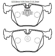 BMW X5- E53- 00/03; ARKA FREN BALATASI (KABLOSUZ)(DISK) (123X59,3X16,3) (BRAMAX)