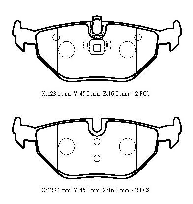 BMW 3 SERI- E46- SD/COUPE- 98/05; ARKA FREN BALATASI 316/318/320(KABLOSUZ)DISK)(123,1X45X16)(BRAMAX)