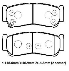 SSANGYONG KYRON- 08/12; ARKA FREN BALATASI (DISK)(118.6X46.9X14.8)(DAIWA)