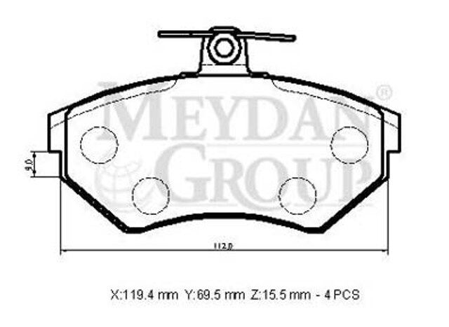 VOLKSWAGEN CADDY- 96/03; ÖN FREN BALATASI (DISK) (119,4X69,5X15,5) (BRAMAX)