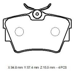 OPEL VIVARO- 04/08; ARKA FREN BALATASI (KABLOSUZ)(DISK)(94,8x57,4x15) (BRAMAX)