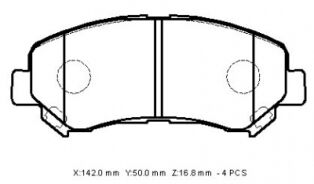NISSAN X TRAIL- 08/12; ÖN FREN BALATASI 2,0/2,5 (DISK) (142X50X16,8) (DAIWA)
