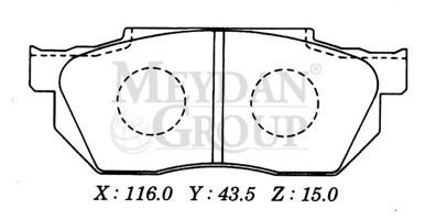 HONDA CIVIC- SD/HB- 92/95; ÖN FREN BALATASI TIRNAKSIZ TIP (DISK) (116X43,5X15) (DAIWA)