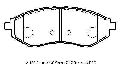 CHEVROLET KALOS- SD/HB- 04/05; ÖN FREN BALATASI (DISK) (133X48,9X17) (BRAMAX)