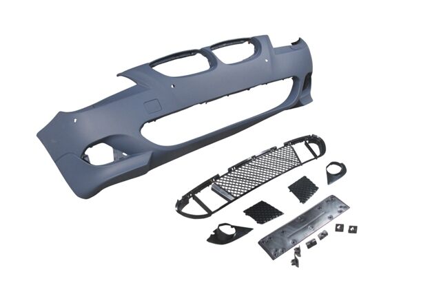 BMW 5 SERI- E60- 04/07; ÖN TAMPON (IZGARALI//PLAKA PLAST.)SEN.DELIKLI 18MM/F.YIK.LI) (M-TECH) ASTARL
