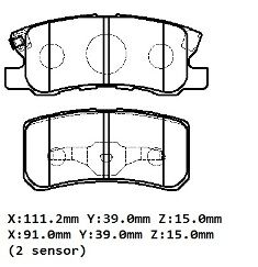 CITROEN C4 CACTUS- 14/17; ARKA FREN BALATASI 1,6/1,8 (DISK)(111.2X39X15/91;X39X15)(DAIWA)