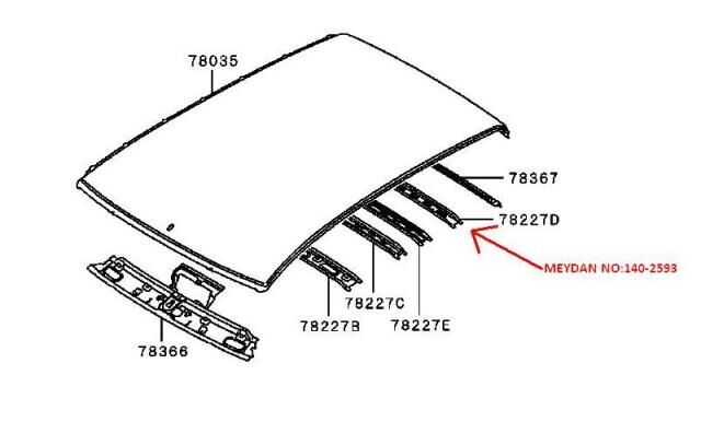 MITSUBISHI L200- PICK UP- 06/15; TAVAN IÇ KORUMA SACI ORTANIN ARKASI (ORIJINAL)