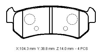 CHEVROLET REZZO- 04/06; ARKA FREN BALATASI (DISK) (104,4X38,8X14)(BRAMAX)
