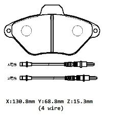 CITROEN XANTIA- 93/98; ÖN FREN BALATASI (4 KABLOLU) (DISK)(130,8X68,8X15,3)(BRAMAX)