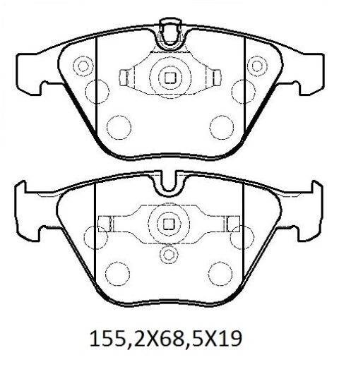 BMW 5 SERI- E60- 04/10; ÖN FREN BALATASI (KABLOSUZ) (DISK) (155,2X68,5X19)(BRAMAX)