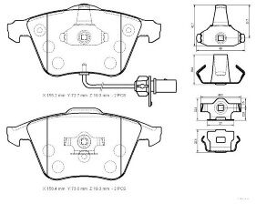 AUDI A4- 02/05; ÖN FREN BALATASI 2,0TFSI/2,7TDI(2KABLOLUDISK)(155.2x72.7x19.3/15;6.4x73x19.3(BRAMAX)