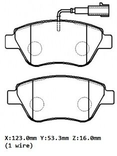 OPEL CORSA- D- 07/14; ÖN FREN BALATASI 1,0/1,2/1,3/1,4 (1 KABLOLU) (DISK) (123X53,3X16) (BRAMAX)