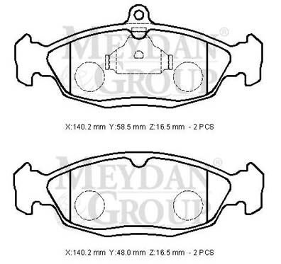 OPEL TIGRA- 93/01; ÖN FREN BALATASI 1,4/1,6 (KABLOSUZ)(DISK)(140,2X58,5X16,5/14;0,2X48X16,5)(BRAMAX)
