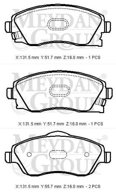 OPEL TIGRA- 03/07; ÖN FREN BALATASI 1,3/1,4/1,8 (DISK) (131,5X51,7X16/13;1,5X55,7X16)(BRAMAX)