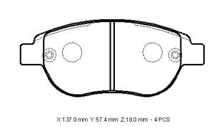 CITROEN XSARA PICASSO- 01/08; ÖN FREN BALATASI (KABLOSUZ)(DISK)(137X57,4X18)(BRAMAX)