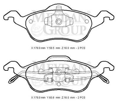 FORD FOCUS- SD/HB- 05/07; ÖN FREN BALATASI 1,4/1,6/1,8/2,0 (DISK) (178X58,5X18/178X60,6X18) (BRAMAX)