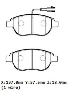 CITROEN NEMO- 08/16; ÖN FREN BALATASI 1.3 (1 KABLOLU)(DISK)(137X57.5X18)(BRAMAX)