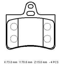 CITROEN C5- 05/08; ARKA FREN BALATASI 1,6HDI/2,0/2,0HDI(KABLOSUZ)(DISK) (73,50X71,01X14,83)(BRAMAX)