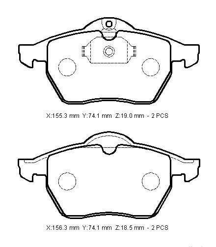 OPEL OMEGA- B- 99/03; ÖN FREN BALATASI (KABLOSUZ)(DISK) (155,3X74,1X19/156,3X74,1X18,5) (BRAMAX)