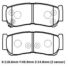 HYUNDAI SANTA FE- 06/09; ARKA FREN BALATASI (DISK)(118.6X46.9X14.8)(DAIWA)
