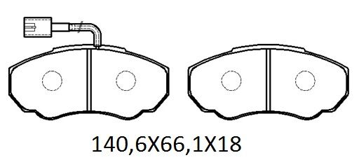 PEUGEOT BOXER- 03/07; ÖN FREN BALATASI 1,9/2,0/2,5/2,8 (2 KABLOLU)(DISK) (140,6X66,1X18) (FMK)