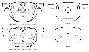 BMW 7 SERI- E65- 02/05; ARKA FREN BALATASI (KABLOSUZ)(DISK) (121,9X58,1X16,3/123x59,3x16,30)(BRAMAX)