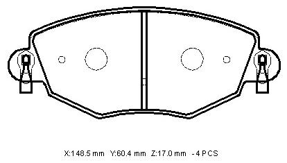 FORD MONDEO- 01/04; ÖN FREN BALATASI 1,8/2,0/2,2/2,5 (DISK) (148,5X60,4X17) (BRAMAX)