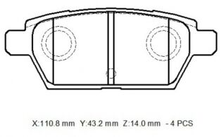 MAZDA 6- SD- 03/06; ARKA FREN BALATASI 2,0/2,3 (DISK)(110,8X42X14)(BRAMAX)