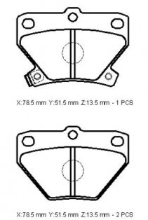 TOYOTA YARIS- 00/06; ARKA FREN BALATASI 1,0/1,3/1,5 (DISK) (78,5X51,5X13,5) (DAIWA)