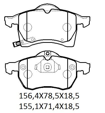 OPEL ASTRA- G- SD/HB- 99/09; ÖN FREN BALATASI (DISK)(156,4X78,5X18,5/155,1X71,4X18,5)(BRAMAX)