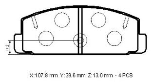 MAZDA 6- SD- 09/12; ARKA FREN BALATASI (DISK) (107.8X39.6X13)(DAIWA)